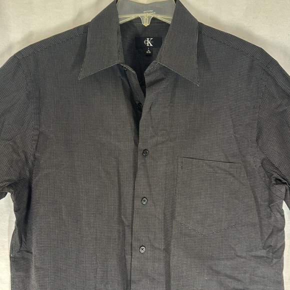 Men’s Large Calvin Klein button up dress shirt Black with white accent New WOT - Picture 4 of 7